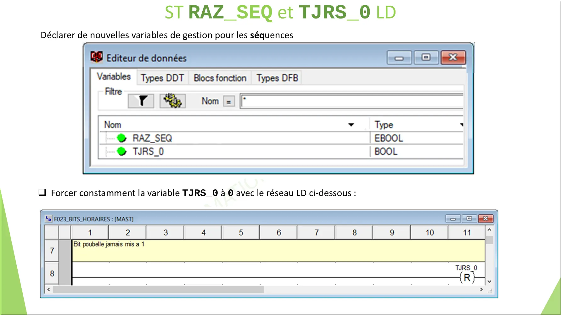 ST RAZ_SEQ et TJRS_0 LD